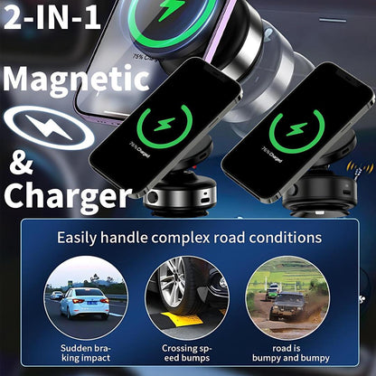 WirMagneticeless Car Charger Mount - Fast Charging and Secure Hold